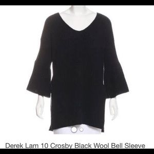 Derek Lam 10 Crosby BLk wool bell sleeve sweater